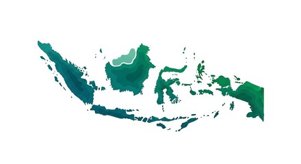 Stylized map of Indonesia with green and blue gradient colors