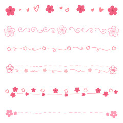 Cute Sakura Flower Line Dividers for Japan Spring Festival