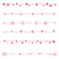 Cute Sakura Flower Line Dividers for Japan Spring Festival
