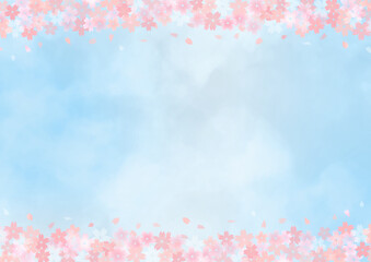 水彩と桜の背景