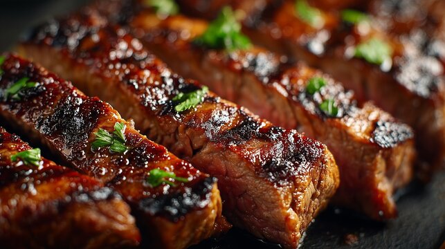 Juicy seared beef slices presenting a gourmet culinary dish