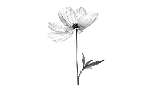 Black and White Illustration of Flower.