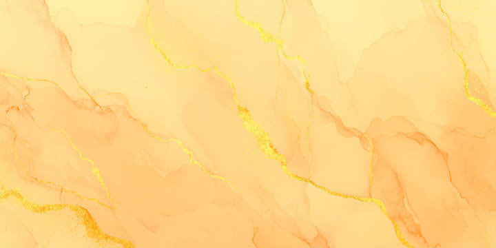 Elegant yellow background with luxury gold veins, soft marble texture shimmering gold metallic veins, creating a premium marble-like texture for wedding invites and branding.