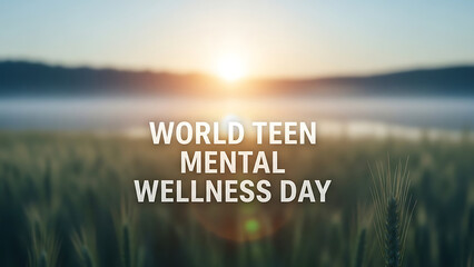 Fototapeta premium Serene landscape celebrating World Teen Mental Wellness Day at sunrise