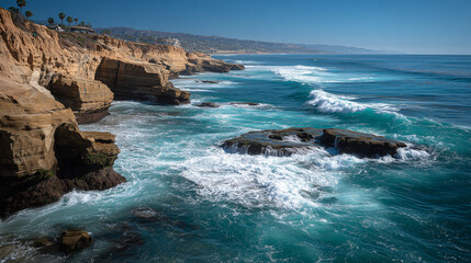 Fototapeta premium Dramatic Coastal Landscape with Waves