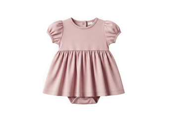 Obraz premium Pink baby girl romper with short sleeves and ruffled hem isolated on transparent background