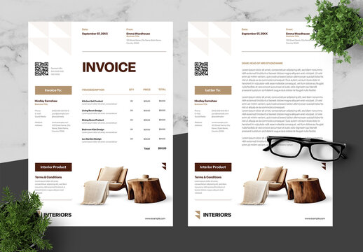 Brown And Black Invoice And Letterhead Interior Product
