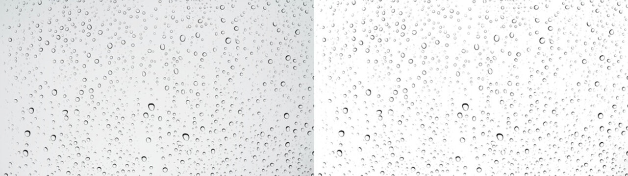 Water drops Rain droplets shower condensation window - White panel droplet scatter pattern isolated PNG transparent background