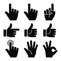Obraz premium Collection of Black Hand Gestures and on White Background