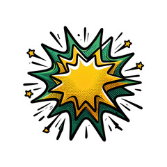Fototapeta premium Vibrant Cartoon Explosion with Stars isolated on transparent background