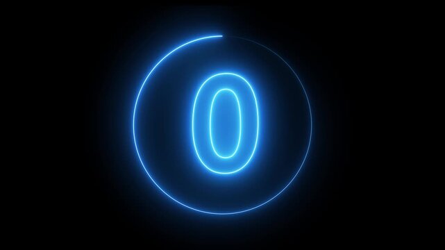 3 to 0 second modern digital countdown timer neon light style on black background. Circle countdown timer 3 sec animation. Dynamic 3s Countdown Animation Engaging Timer Visuals for Events
