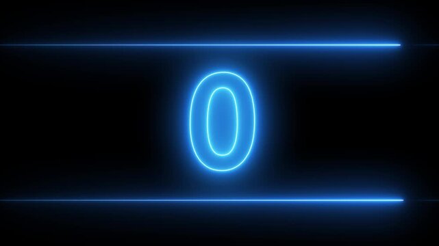 3 to 0 second modern digital countdown timer neon line light style on black background. Sci-Fi neon line frame 3 sec countdown loop. countdown timer 3 sec animation 4k video.