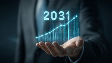 Obraz premium Businessman Holding Growth Chart.