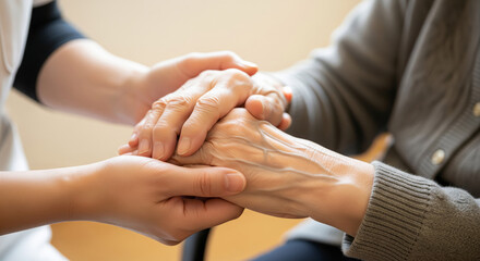 介護士と高齢者との触れ合い：介助・福祉