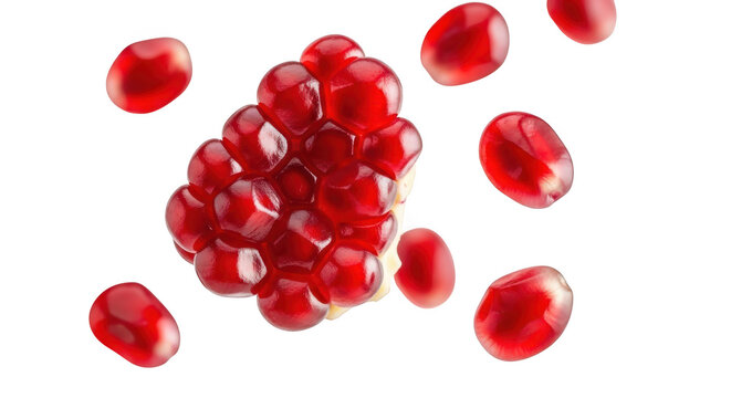 Scattered clusters of vibrant red blood cells under a microscopic view isolated on white background
