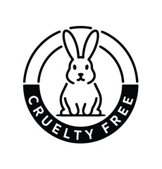 Fototapeta premium Cruelty free rabbit badge icon illustrating not tested on animals and vegan friendly cosmetic product labeling