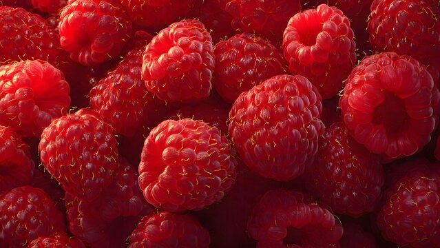 Fresh Raspberries Closeup Red Fruit Texture.
