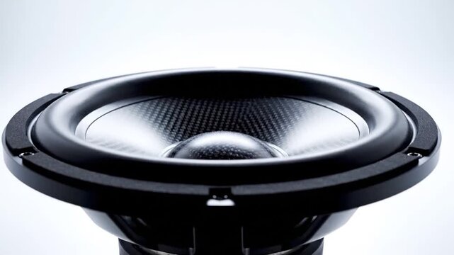 Close-up of modern carbon fiber audio speaker or woofer