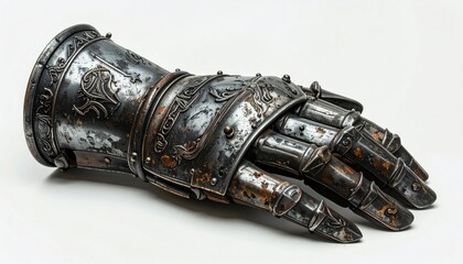 Ornate Medieval Gauntlet - A Detailed Study of Historical Armor.