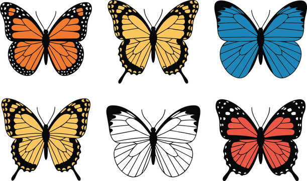 Colorful Butterfly Collection &ndash; Monarch and Swallowtail Species Vector Set