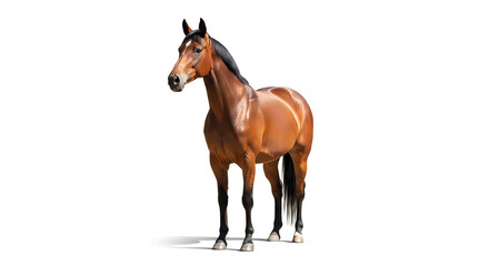 Fototapeta premium Majestic Brown Horse Standing in a Bright Open Field.