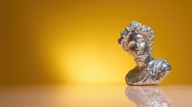 Innovation and Elegance in Business Branding with a Reflective Metallic Bust Sculpture