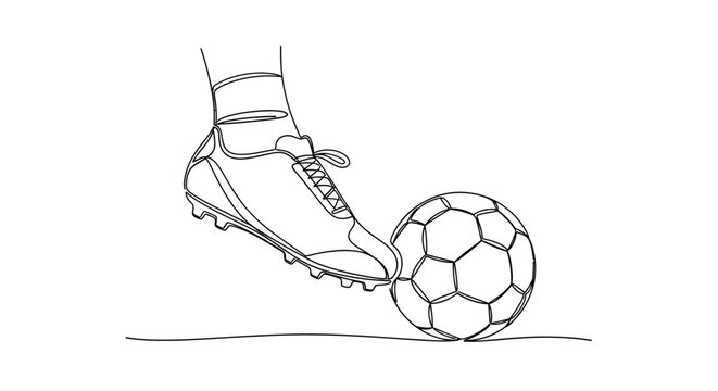 Close-up of soccer player's foot kicking a ball, action and sport