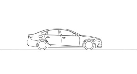 Fototapeta premium Sleek Transportation: Continuous Line Art of a Modern Sedan Car Profile