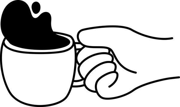 Hand Drawn Notion Coffee Mug with Splash in Hand
