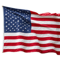 Obraz premium Majestic american flag waving proudly against a dark background showcasing fifty stars and thirteen alternating red and white stripes symbolizing unity and freedom