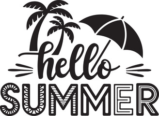 Hello summer tropical beach vector design
