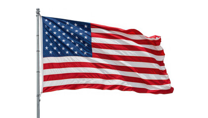 Waving american flag displayed proudly on a silver flagpole against a deep black background symbolizing patriotism and national pride for usa celebrations
