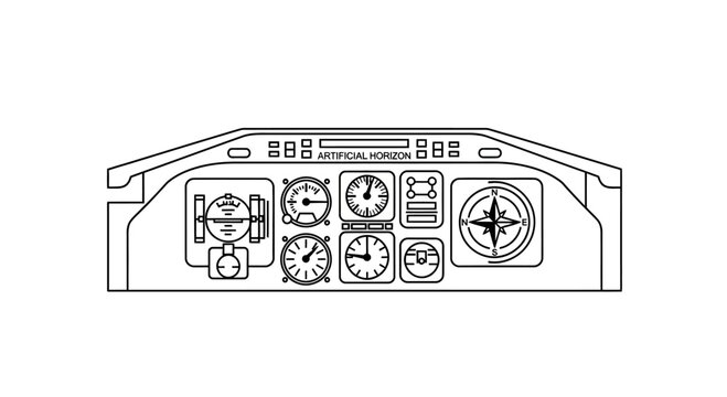 Cockpit controls and instrument panel.