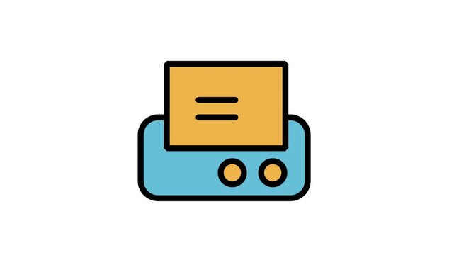 Printer Or Fax Motion Icon. Office printer or fax machine icon representing document printing, paper output, and corporate hardware tasks.