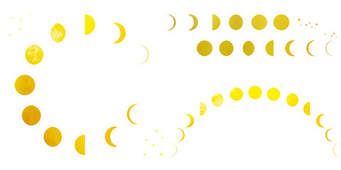 Fototapeta premium 月の満ち欠けのフレームイラストセット 月齢