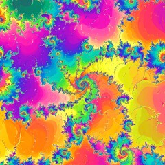 Obraz premium A vibrant fractal spiral with colorful patterns and swirling shapes
