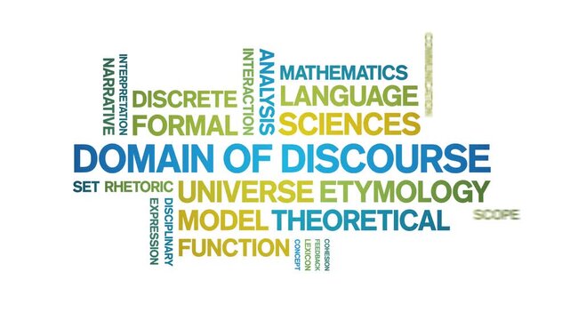 Domain of Discourse animated word cloud-text design animation tag kinetic typography seamless loop.