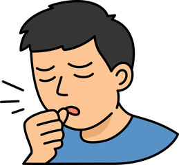 Obraz premium Man coughing illustration