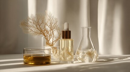 Fototapeta premium Still Life Composition Featuring Lab-Grown Ginseng Essence