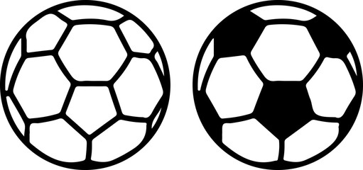 Fototapeta premium Soccer ball vector icon . isolated transparent . football sign . sport equipment . black outline and filled version.