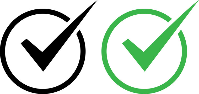 Checkmarks in black and green for approval and confirmation