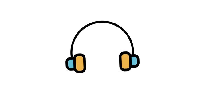 Headphones Motion Icon. Modern headphone icon animation for music streaming, podcast listening, call center support, and audio entertainment.