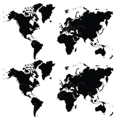 Obraz premium Black and white map with country borders on transparent background geography de