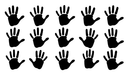 Fototapeta premium SEO Title: Minimal Flat Multicolor Human Palm Print Icons Isolated on White Background