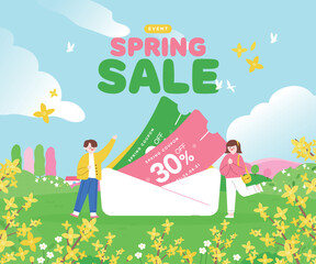 Spring Emotion Shopping Illustration Template
