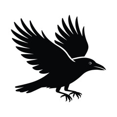 Fototapeta premium Majestic black bird in mid flight with wings spread wide