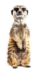 Standing Meerkat Pup on Clean White Background