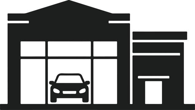 Car garage and auto repair shop icon silhouette