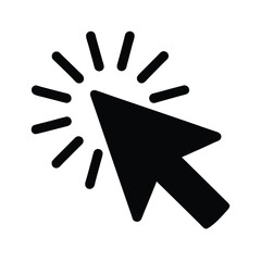 Obraz premium Mouse Cursor Click With Rays Icon Vector Illustration