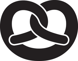 Simple black silhouette icon of a traditional pretzel snack © uniquenaznin